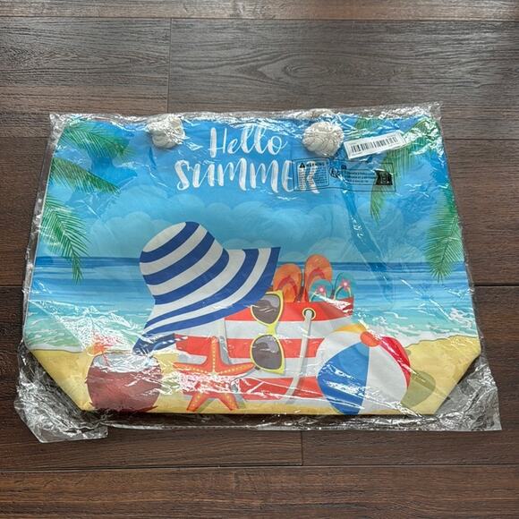 Handbags - Colorful Beach Tote with Summer Print